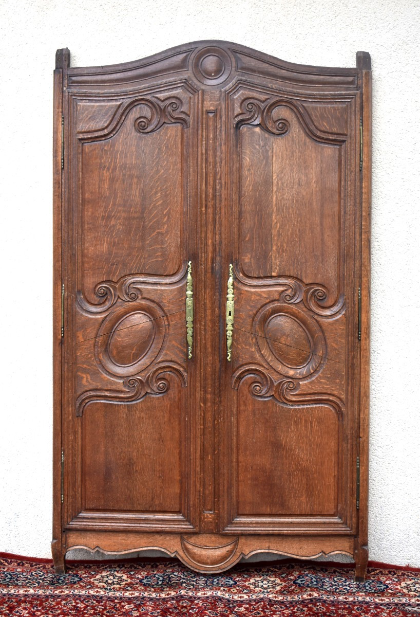 Façade d'Armoire en Chêne avec Encadrement , Portes de Placard, Elément de Boiserie, XIXème