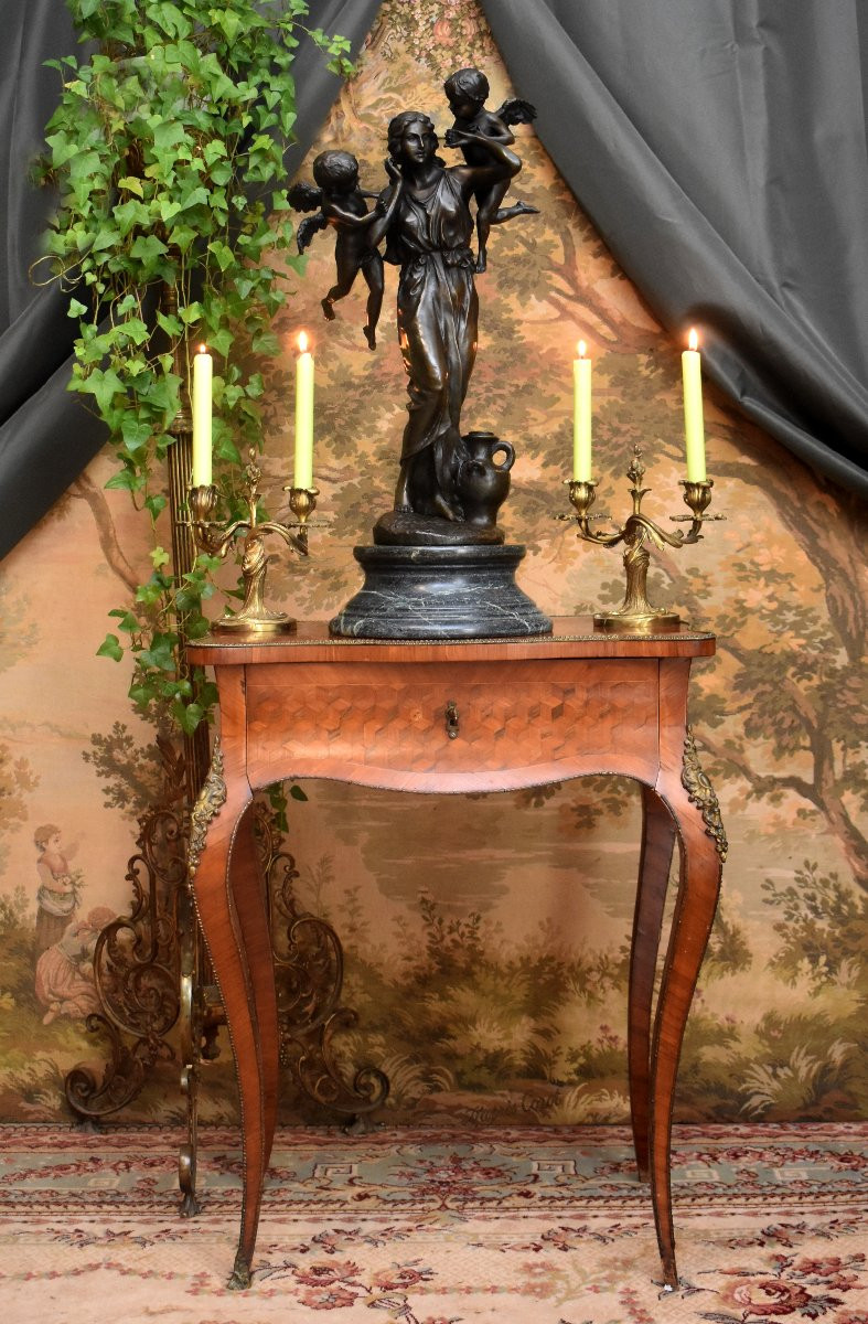 Groupe en Bronze, Le Murmure des Anges, Jeune Femme et Putti, Porteuse d'Eau et Anges, XXème-photo-2