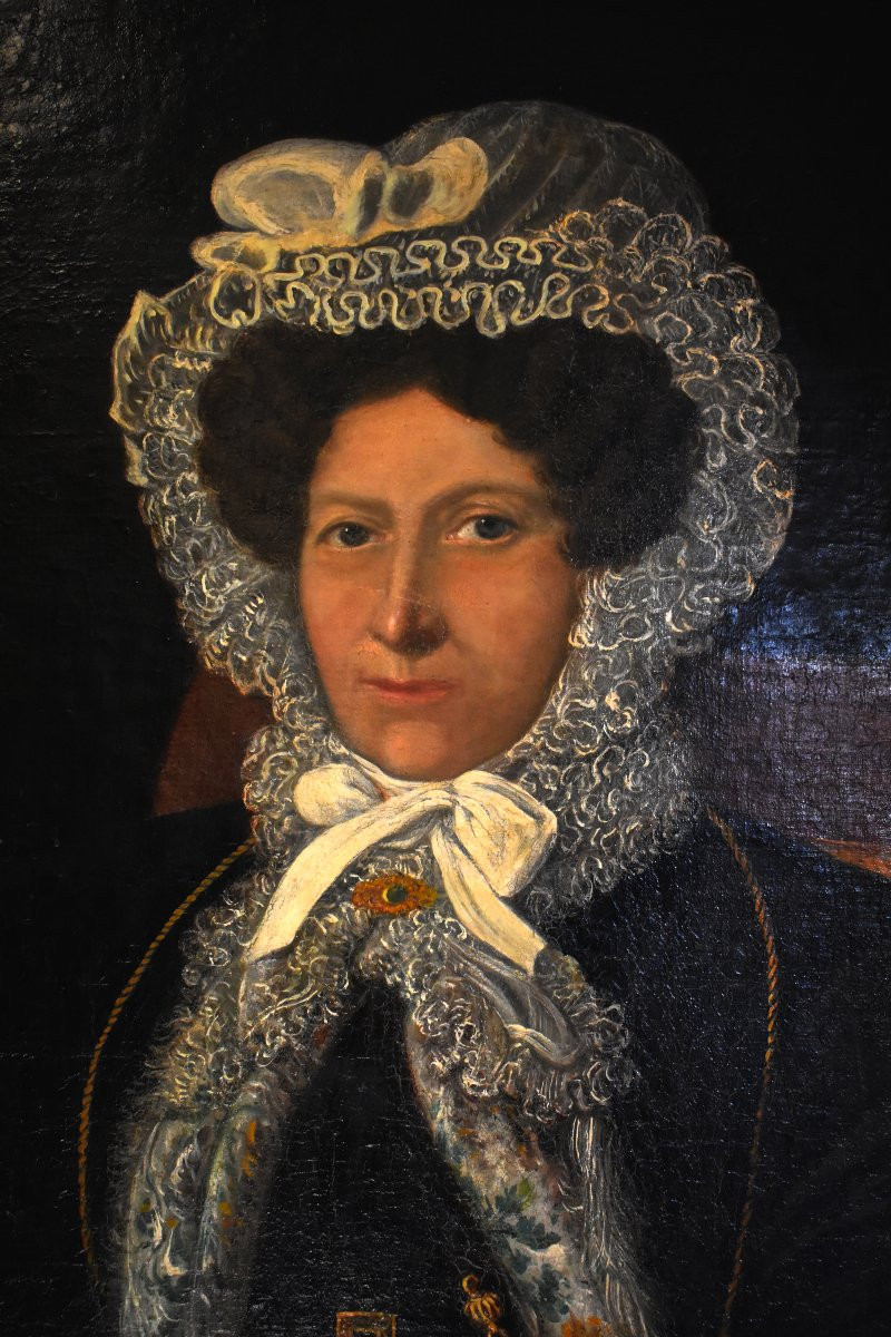 "Ma Chère Mère", Importante Huile sur Toile Encadrée, Portrait de Femme, XIXème-photo-2