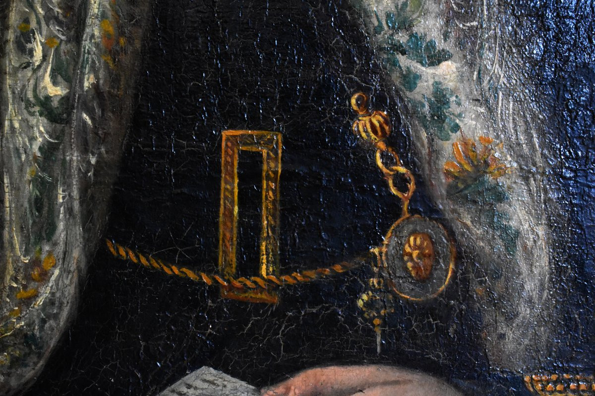 "Ma Chère Mère", Importante Huile sur Toile Encadrée, Portrait de Femme, XIXème-photo-2