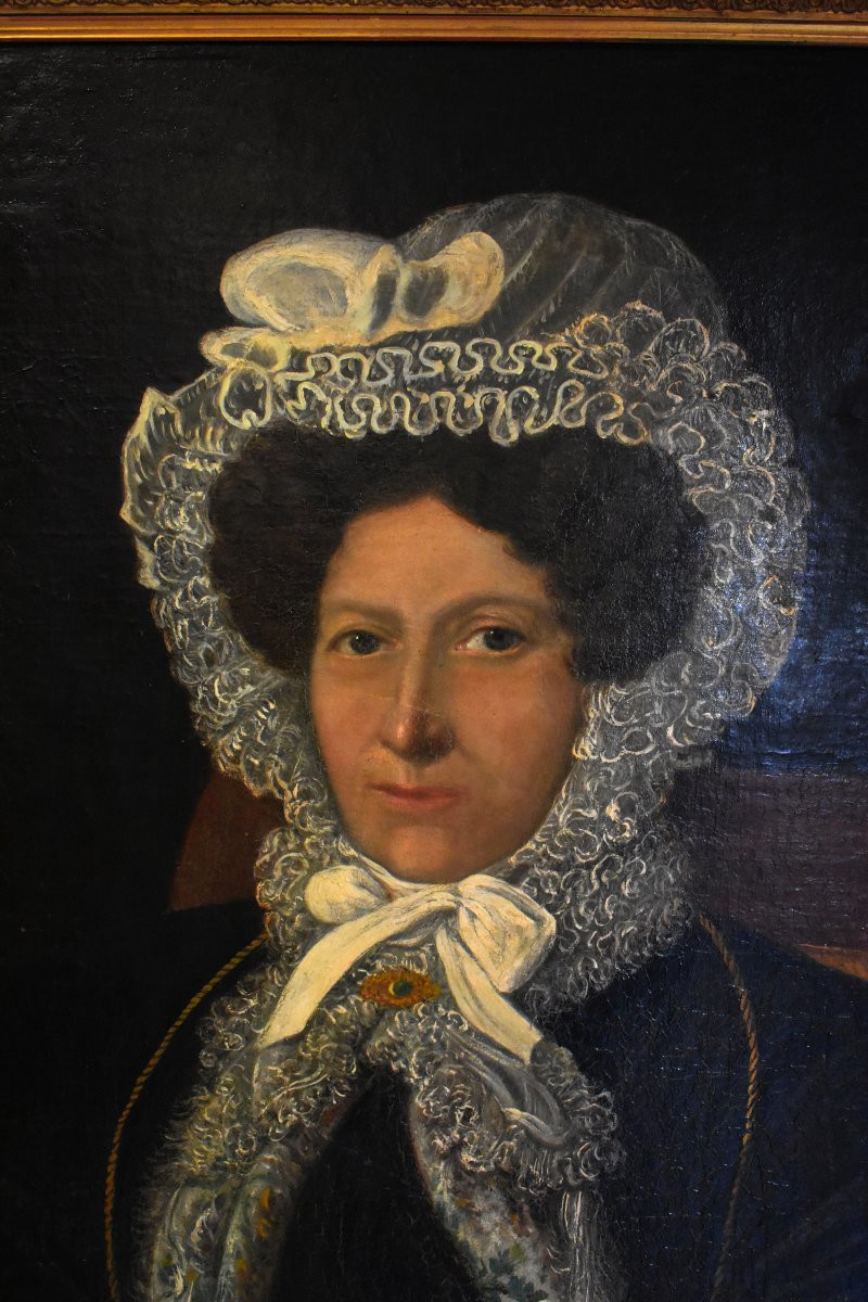 "Ma Chère Mère", Importante Huile sur Toile Encadrée, Portrait de Femme, XIXème-photo-6