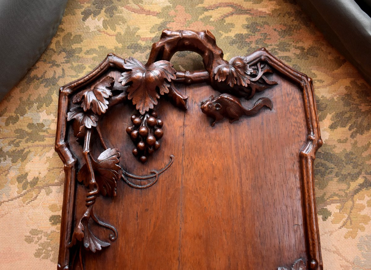 Carved Wooden Serving Tray With Animal And Plant Decor, Asia, Circa 1900-photo-3