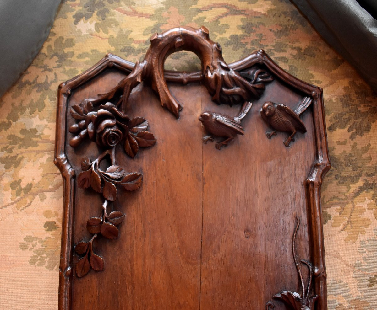 Carved Wooden Serving Tray With Animal And Plant Decor, Asia, Circa 1900-photo-4