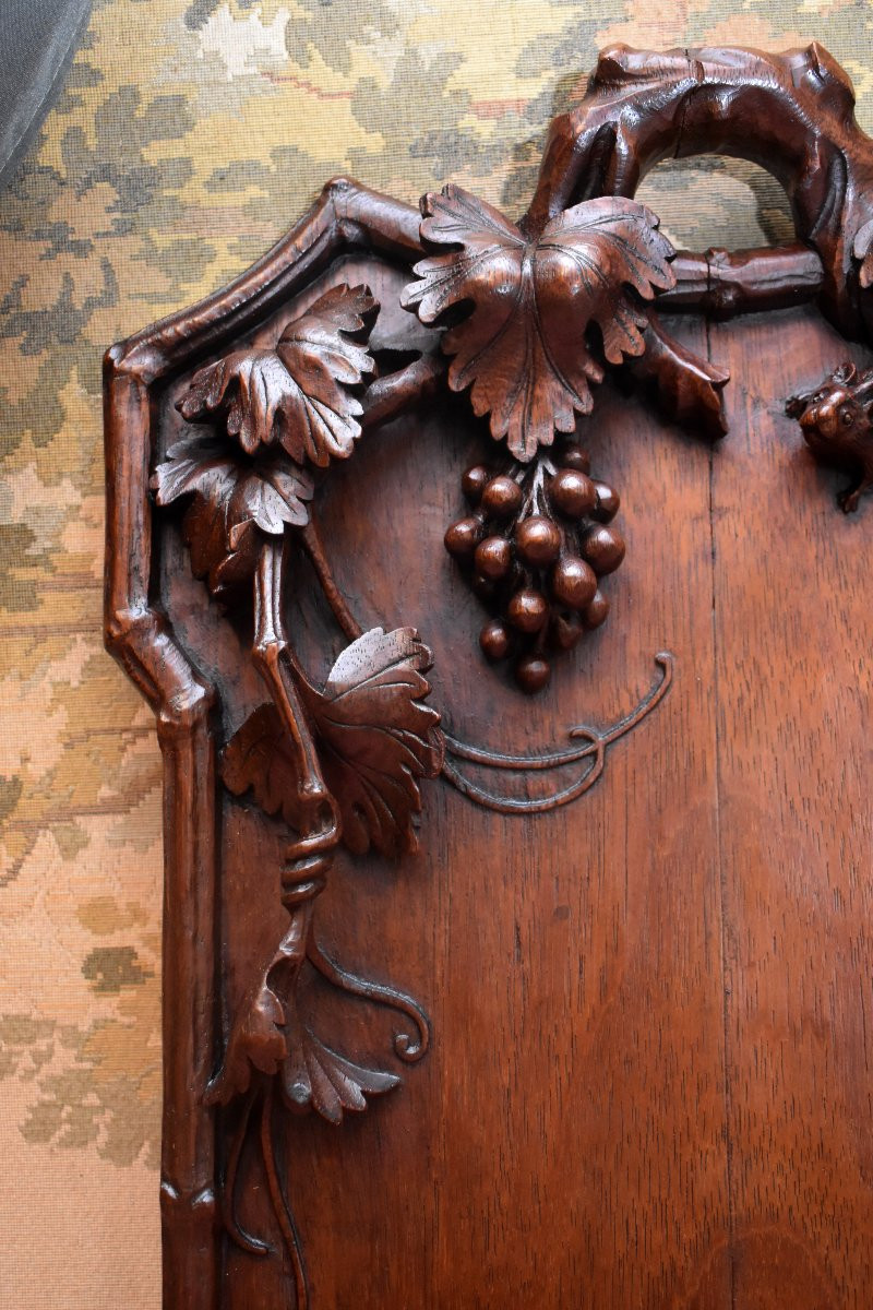 Carved Wooden Serving Tray With Animal And Plant Decor, Asia, Circa 1900-photo-1