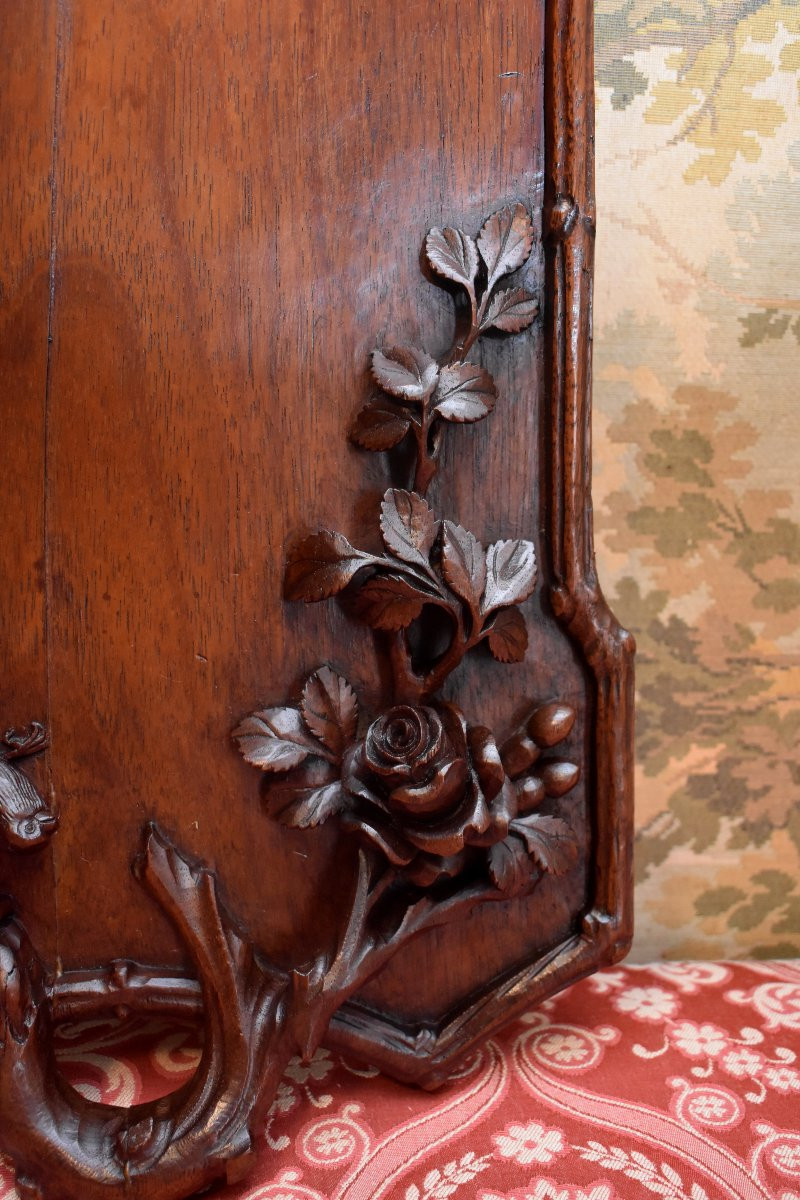 Carved Wooden Serving Tray With Animal And Plant Decor, Asia, Circa 1900-photo-2
