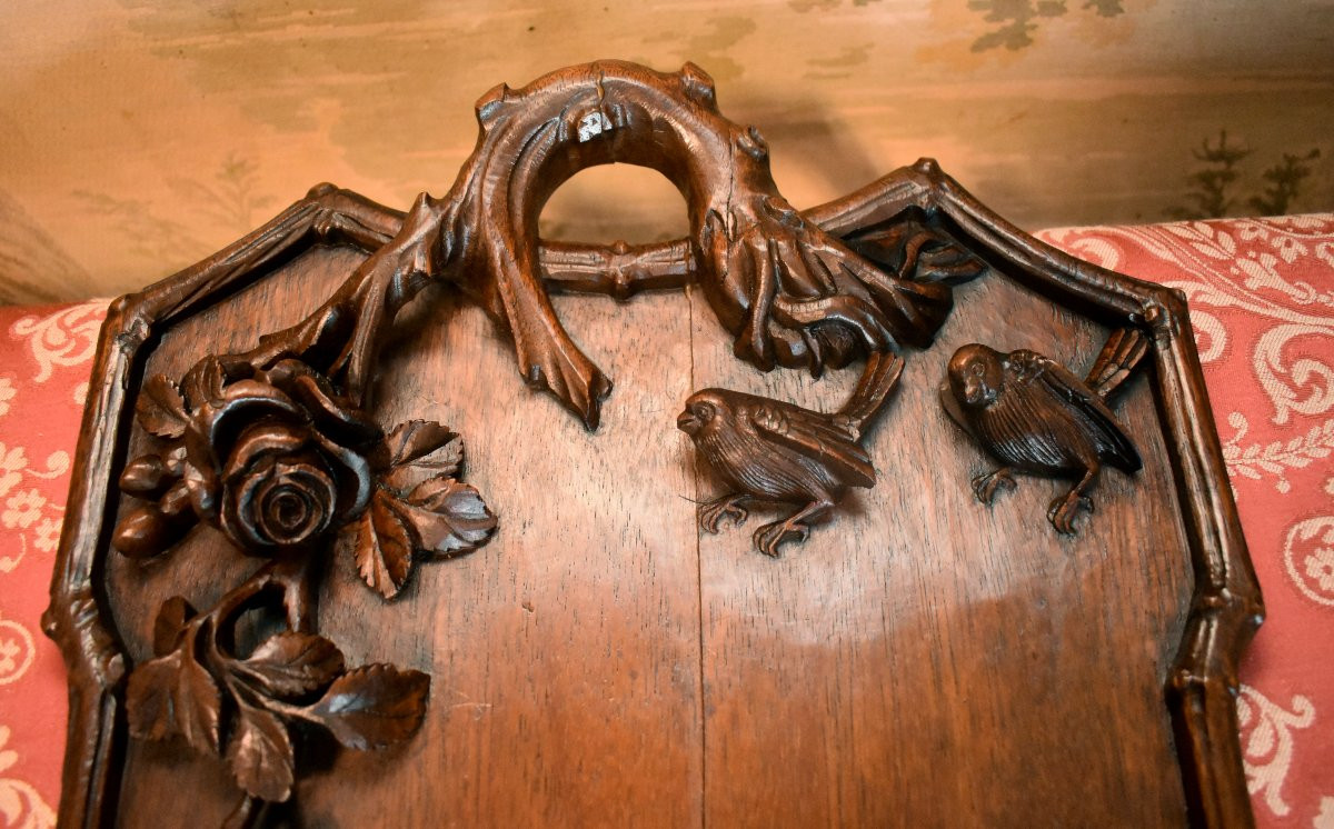 Carved Wooden Serving Tray With Animal And Plant Decor, Asia, Circa 1900-photo-6