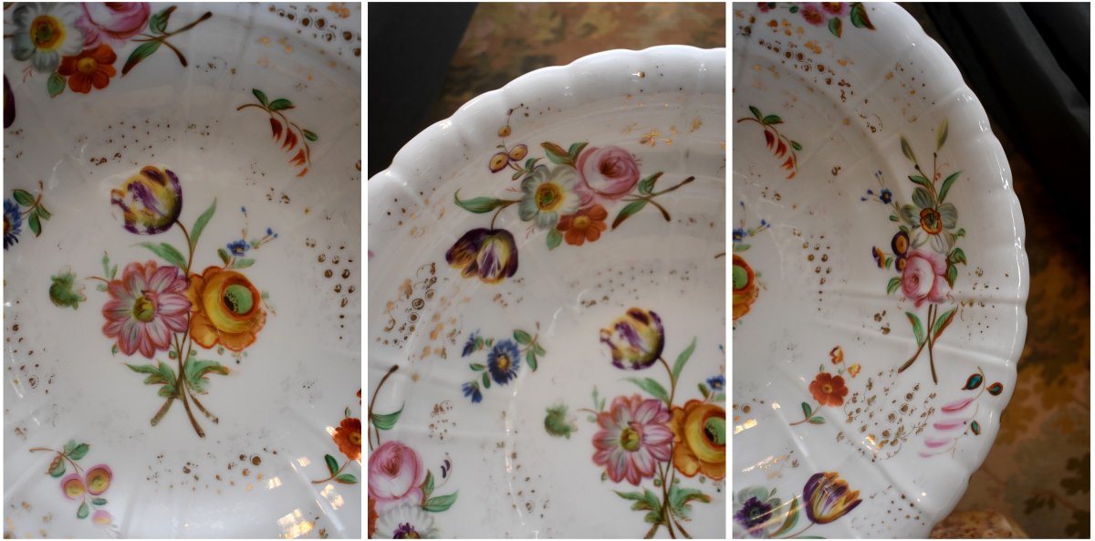 Aiguière et Bassin de Toilette en Porcelaine de Paris, Epoque Louis Philippe, Décor Peint Main-photo-6