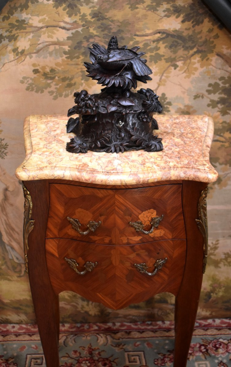 Forêt Noire, Coffret à Bijoux en Bois Sculpté, Oiseau et Végétaux, Boîte , Epoque XIXème-photo-2