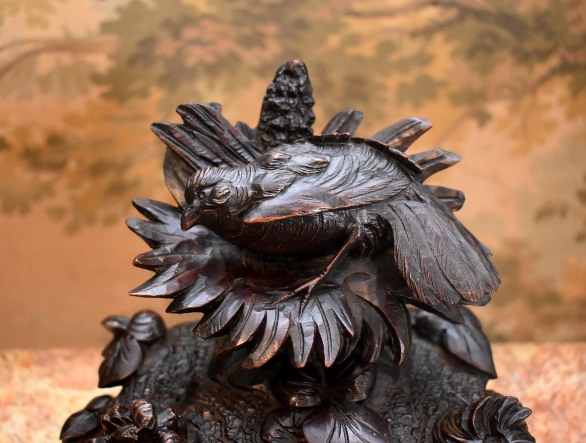 Forêt Noire, Coffret à Bijoux en Bois Sculpté, Oiseau et Végétaux, Boîte , Epoque XIXème-photo-3