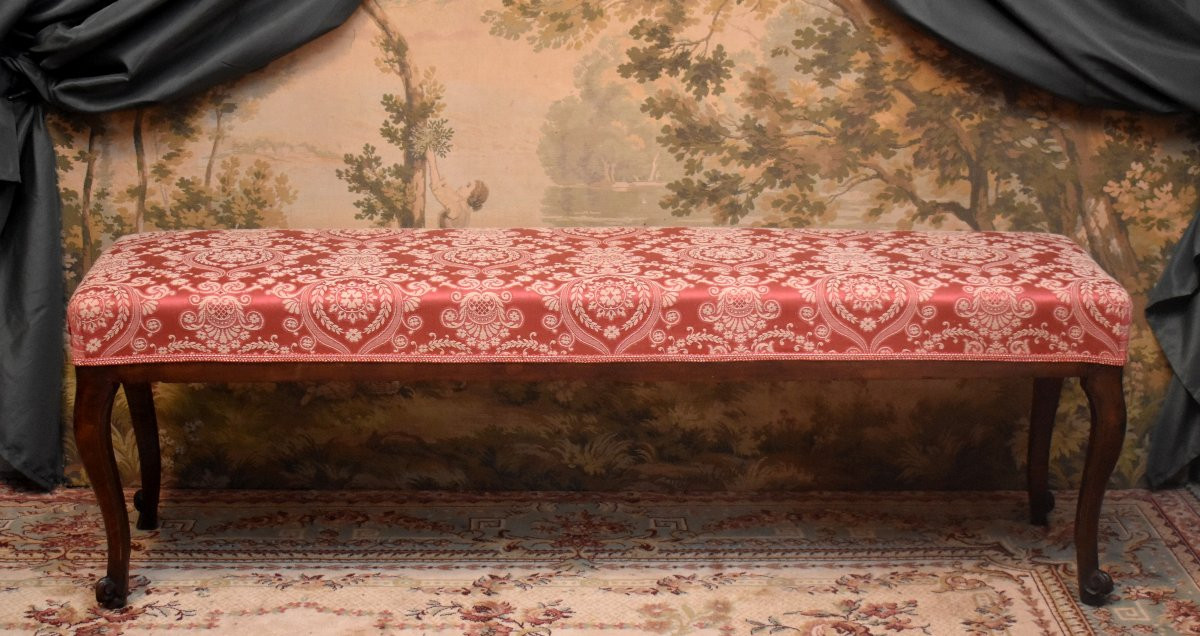 Grand Banc d'Epoque  Louis XV en  Noyer , Milieu  XVIIIème -photo-4