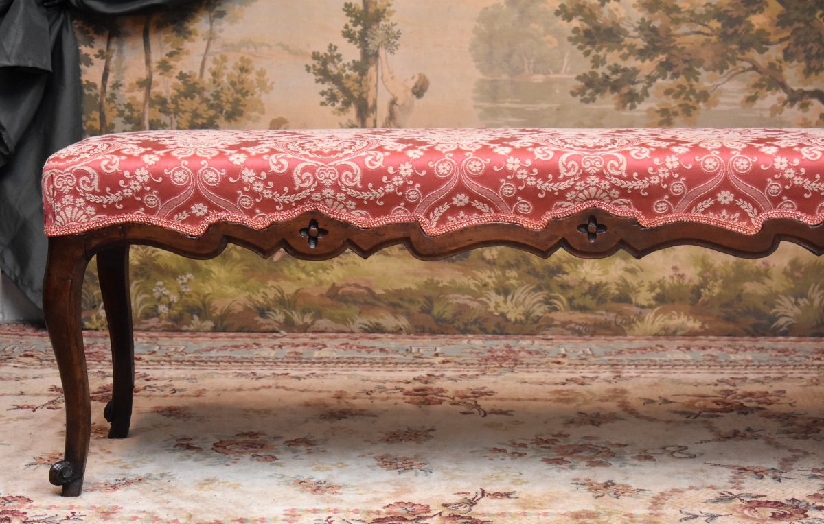 Grand Banc d'Epoque  Louis XV en  Noyer , Milieu  XVIIIème -photo-2
