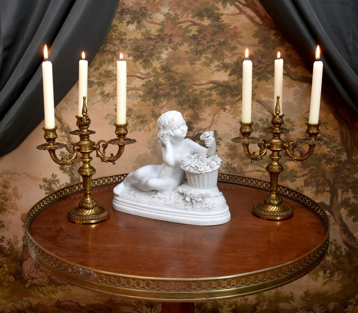 Paire de Chandeliers en Bronze Doré de Style Restauration, Bougeoirs, Trois Feux, XXème-photo-8