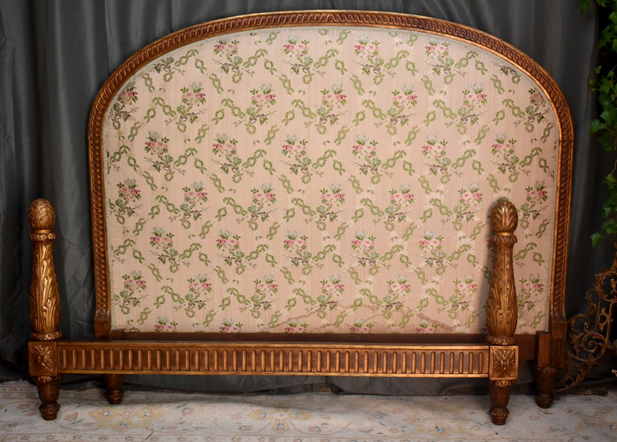 Louis XVI Style Bed In Gilded Wood, Late 19th Century-photo-3
