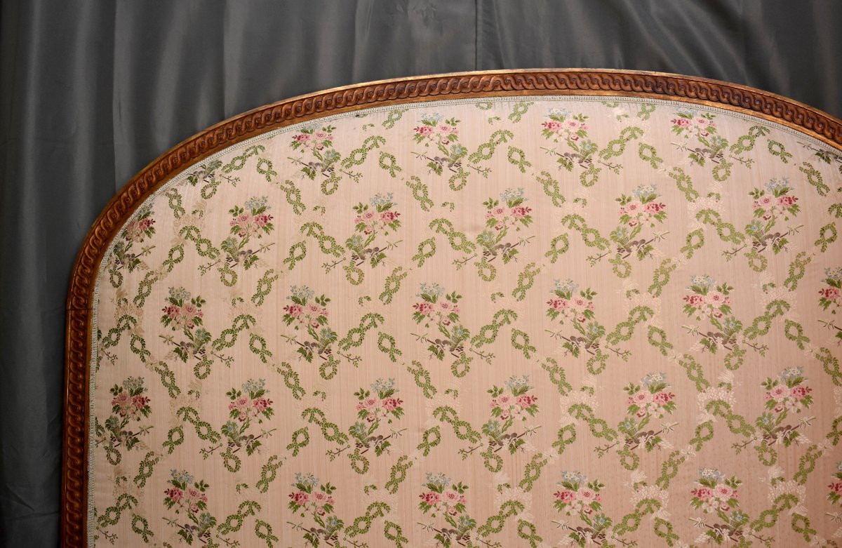 Louis XVI Style Bed In Gilded Wood, Late 19th Century-photo-1