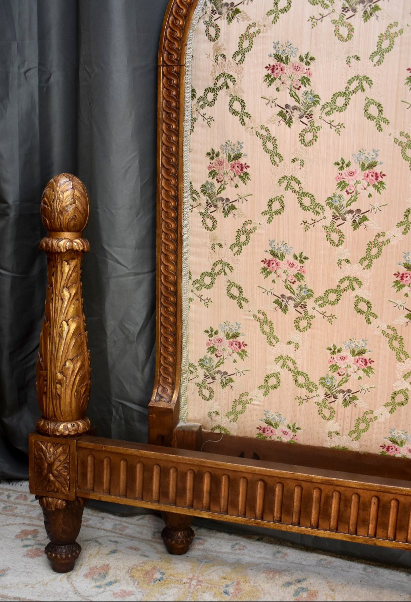 Louis XVI Style Bed In Gilded Wood, Late 19th Century-photo-2