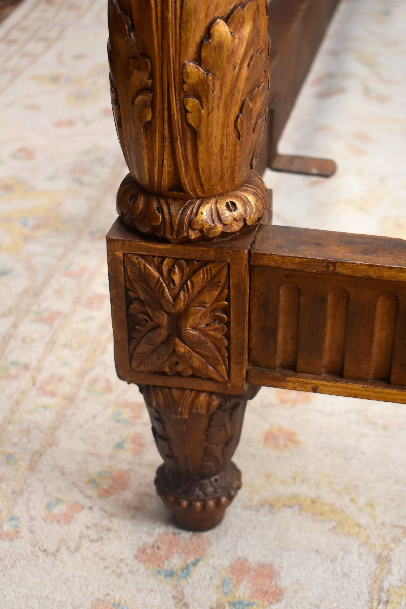 Louis XVI Style Bed In Gilded Wood, Late 19th Century-photo-5