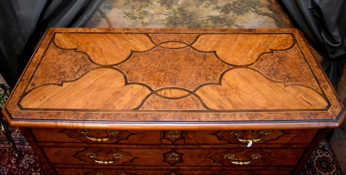 Commode Louis XIV Marquetée, Alsace ou Vallée du Rhin, Marqueterie Dans le Goût de Hache-photo-2