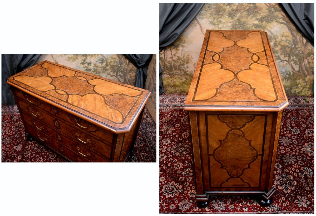 Commode Louis XIV Marquetée, Alsace ou Vallée du Rhin, Marqueterie Dans le Goût de Hache-photo-6