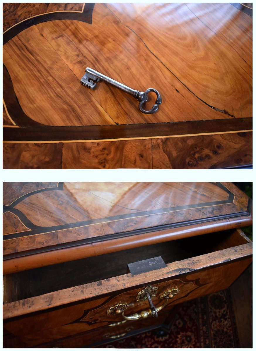 Commode Louis XIV Marquetée, Alsace ou Vallée du Rhin, Marqueterie Dans le Goût de Hache-photo-7