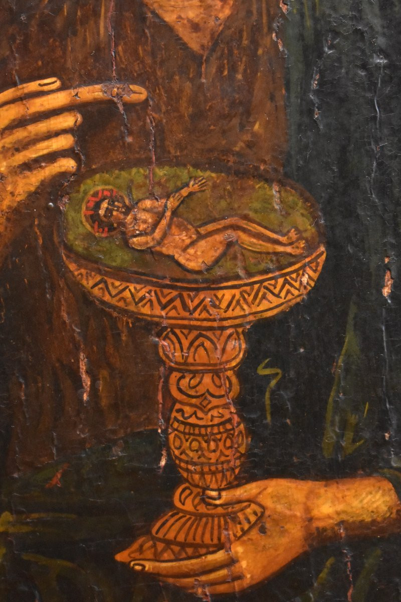 Russian Icon, Saint John The Baptist, Tempera On Wood, 19th Century-photo-3