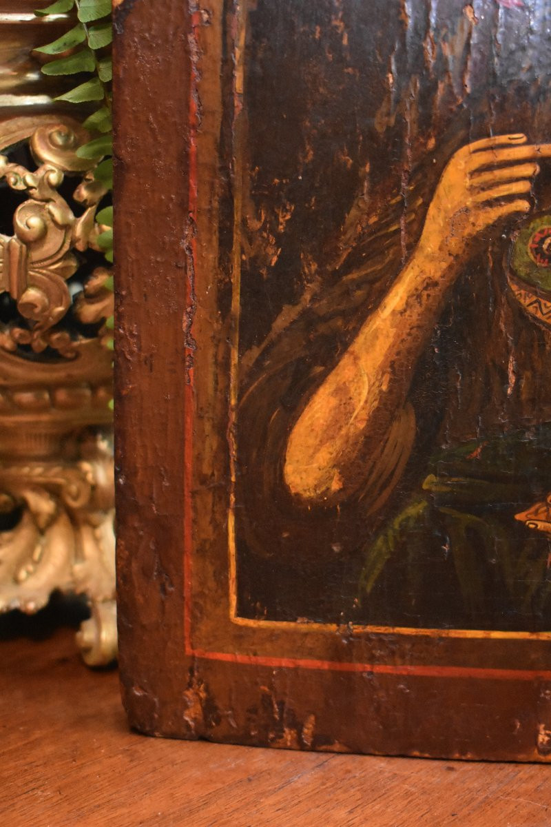 Russian Icon, Saint John The Baptist, Tempera On Wood, 19th Century-photo-5