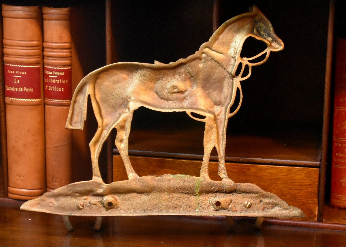 Coat Rack, Wall-mounted Locker, Horse And Horseshoes, Bronze And Gilt Brass, 20th Century-photo-7