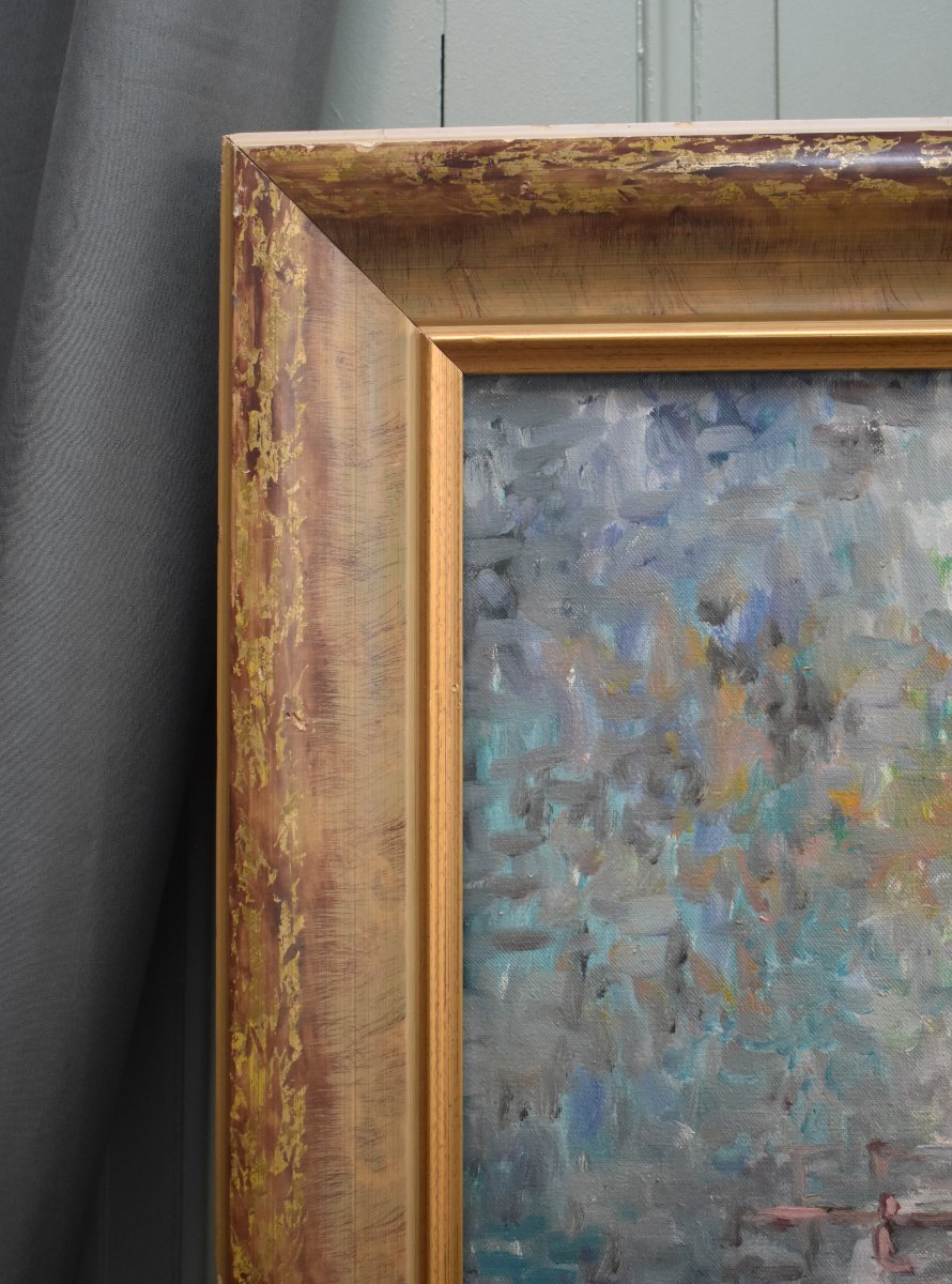 Impressionist School, Little Girls Fishing, Seaside, Oil On Canvas, First Half Of The 20th Century-photo-6