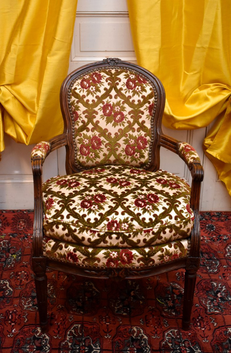 Paire de fauteuils Cabriolets Epoque Transition, Louis XV / Louis XVI, vers 1760-1770, XVIIIeme-photo-1