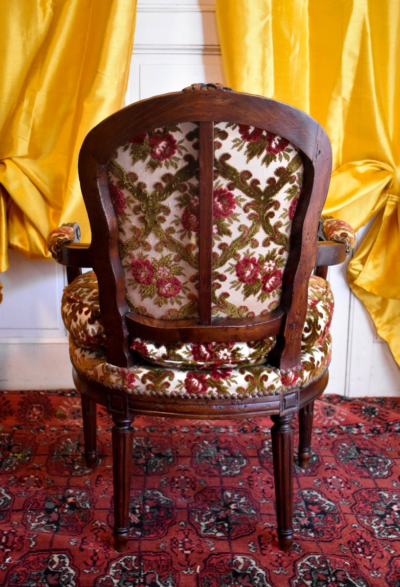 Paire de fauteuils Cabriolets Epoque Transition, Louis XV / Louis XVI, vers 1760-1770, XVIIIeme-photo-3