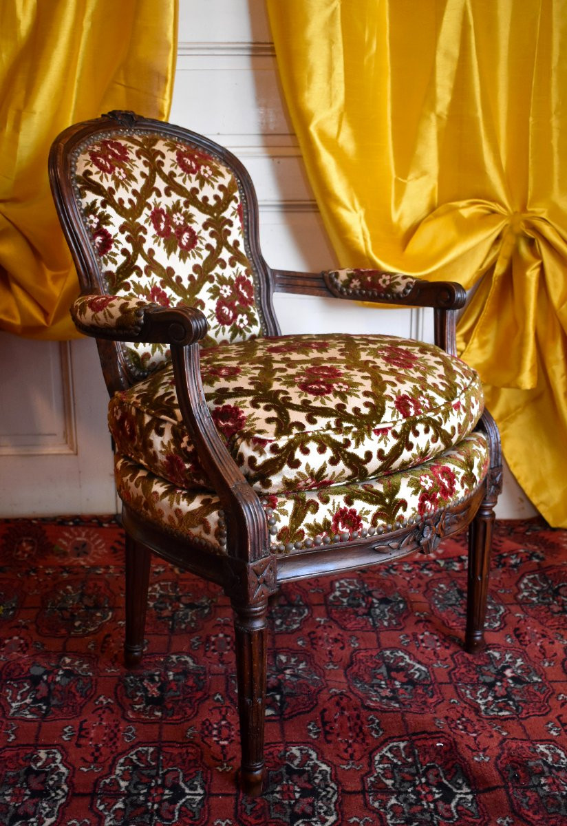 Paire de fauteuils Cabriolets Epoque Transition, Louis XV / Louis XVI, vers 1760-1770, XVIIIeme-photo-6