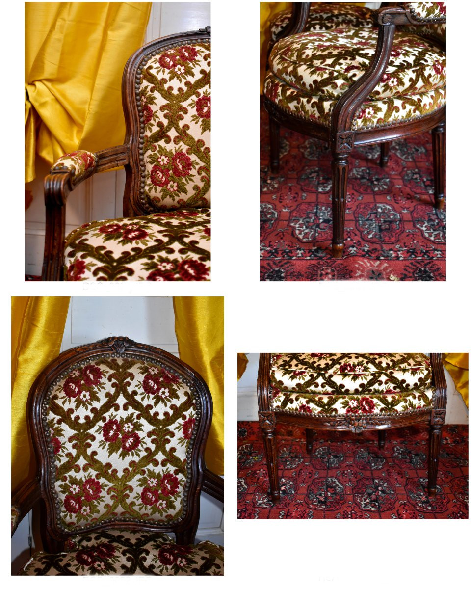 Paire de fauteuils Cabriolets Epoque Transition, Louis XV / Louis XVI, vers 1760-1770, XVIIIeme-photo-8