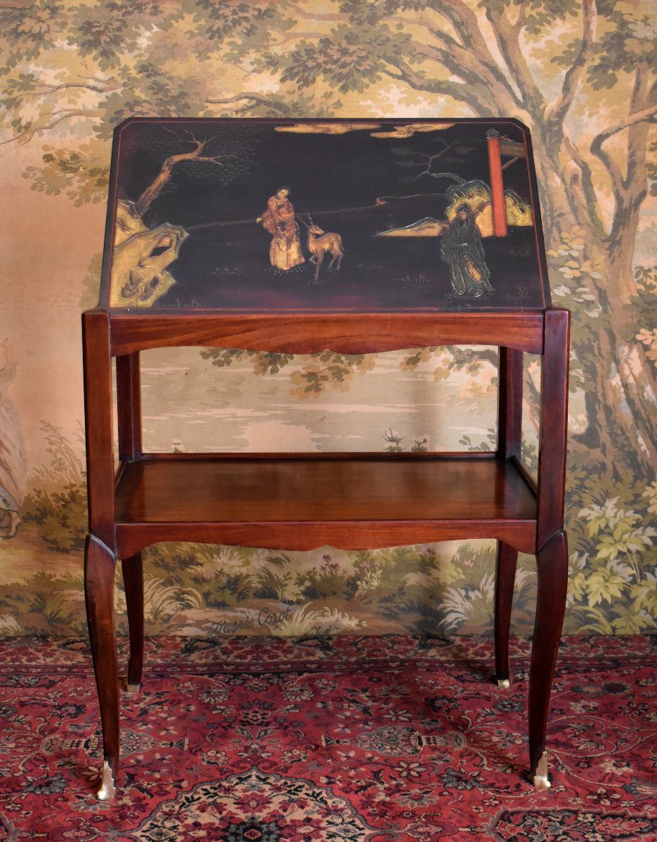  Table à Système, Table à Thé Formant Table de Lecture ,Table de Salon,Décor Japonisant, XIXème-photo-3