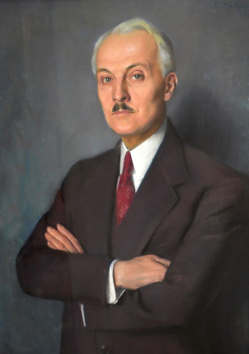 Portrait d'Un Homme Elégant par Germaine Méthion, Pastel, Epoque Art Déco, 1934