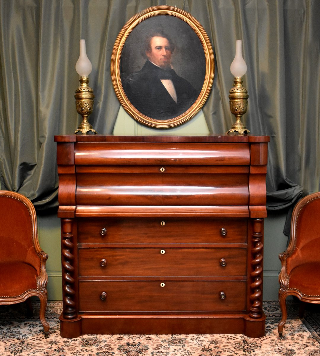  Commode  Ecossaise en Acajou, Commode à Hauteur d'Appui, Tiroir à Chapeaux, Ecosse, XIXème-photo-2