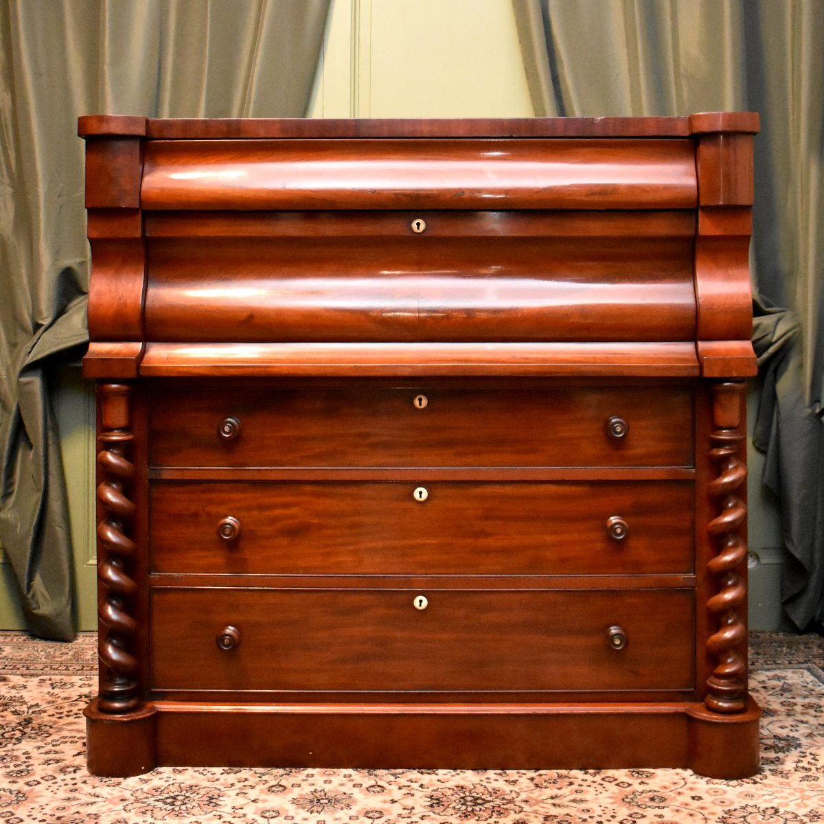  Commode  Ecossaise en Acajou, Commode à Hauteur d'Appui, Tiroir à Chapeaux, Ecosse, XIXème-photo-3