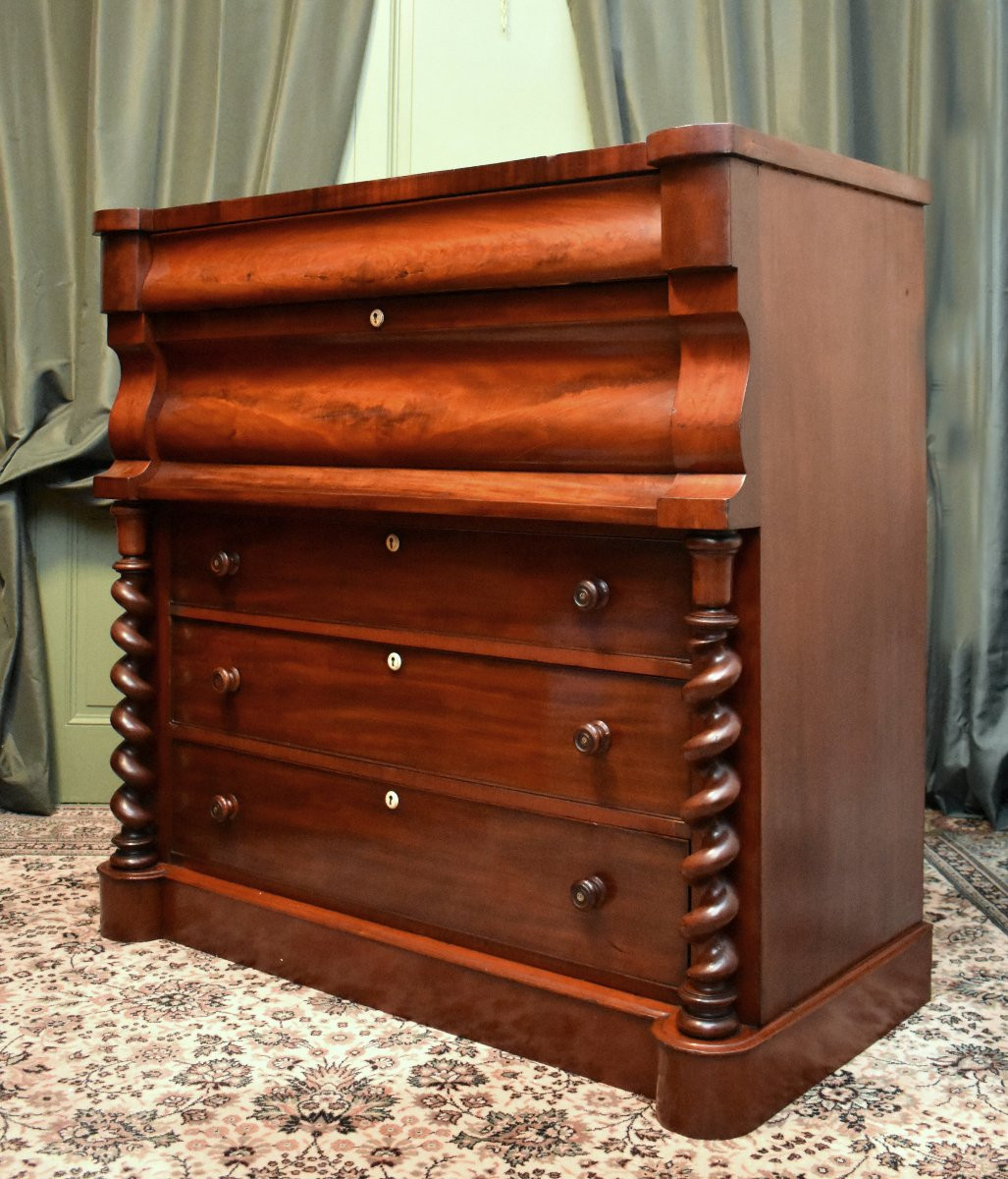  Commode  Ecossaise en Acajou, Commode à Hauteur d'Appui, Tiroir à Chapeaux, Ecosse, XIXème-photo-4