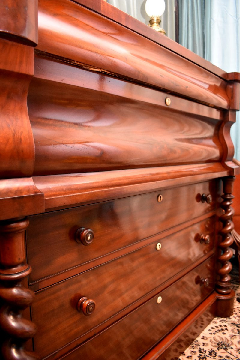  Commode  Ecossaise en Acajou, Commode à Hauteur d'Appui, Tiroir à Chapeaux, Ecosse, XIXème-photo-4