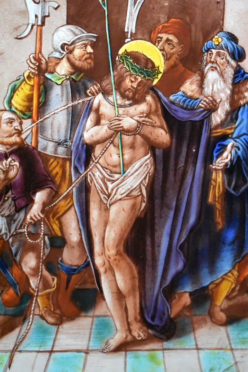 Ecce Homo, Framed Stained Glass Window For Hanging, Stained Glass, Late 19th Century-photo-1