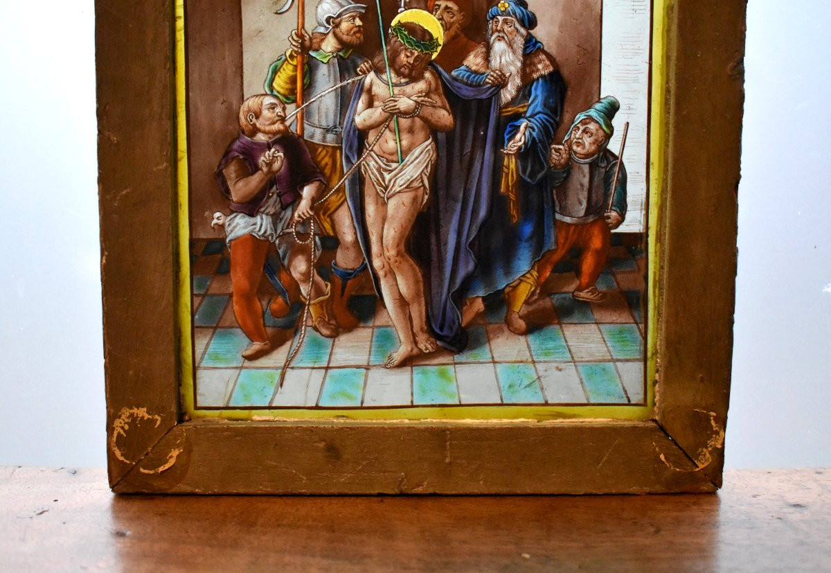 Ecce Homo, Framed Stained Glass Window For Hanging, Stained Glass, Late 19th Century-photo-6