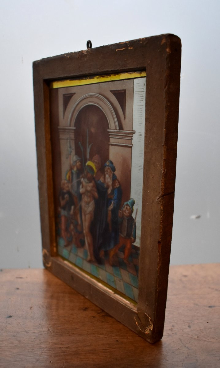 Ecce Homo, Framed Stained Glass Window For Hanging, Stained Glass, Late 19th Century-photo-7