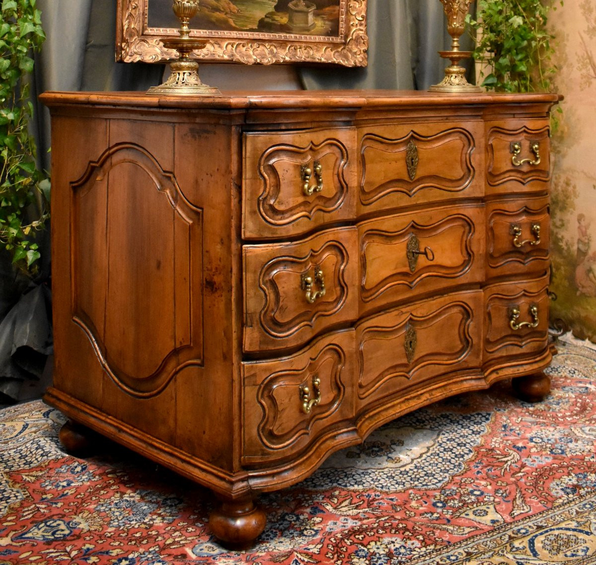 Baroque Commode With A Bow-fronted Front, Germany, 18th Century-photo-3
