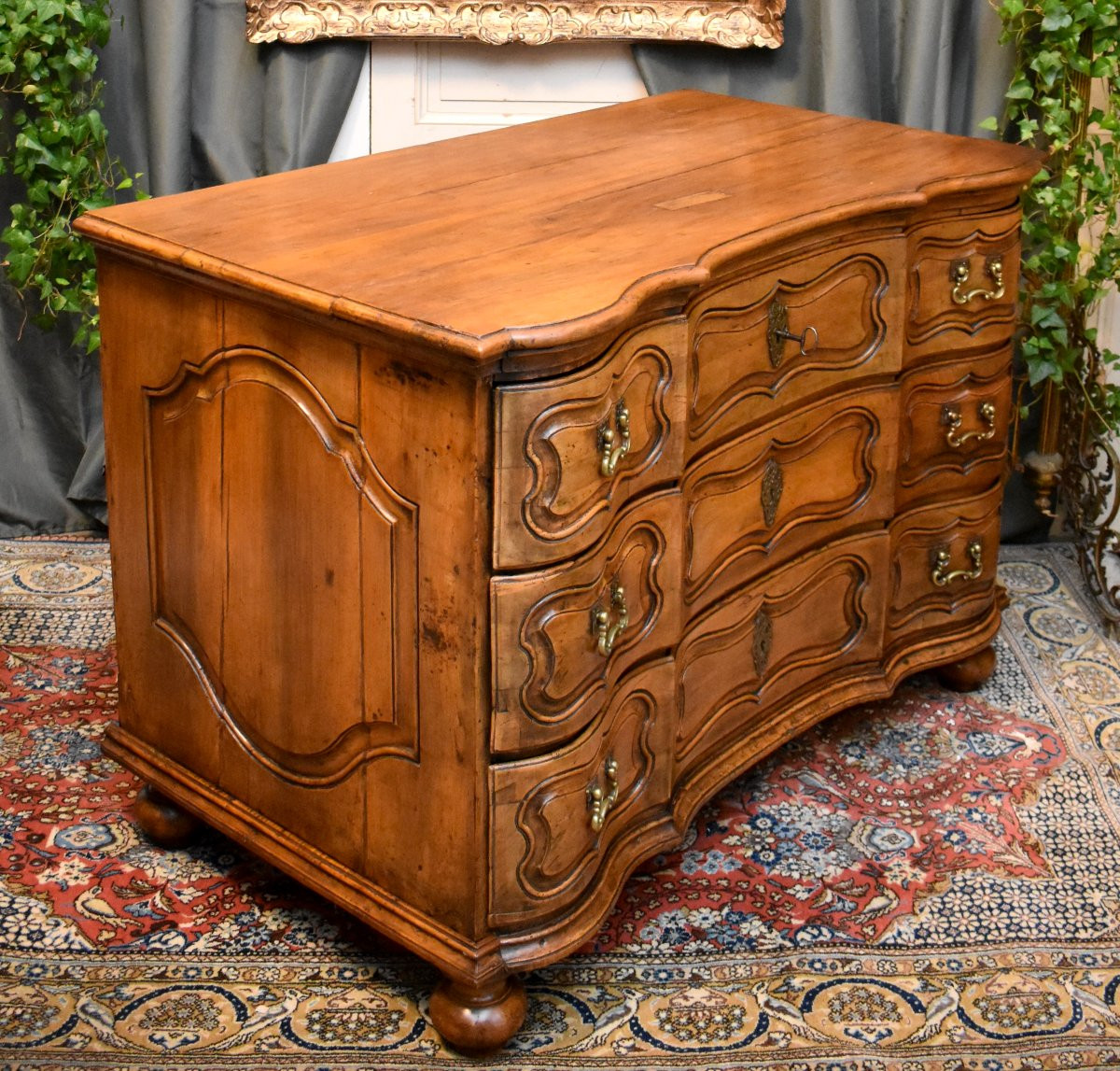 Baroque Commode With A Bow-fronted Front, Germany, 18th Century-photo-1