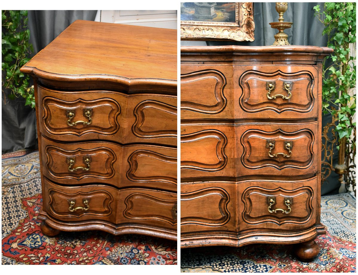 Baroque Commode With A Bow-fronted Front, Germany, 18th Century-photo-6