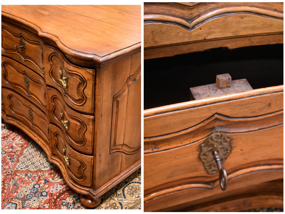 Baroque Commode With A Bow-fronted Front, Germany, 18th Century-photo-7