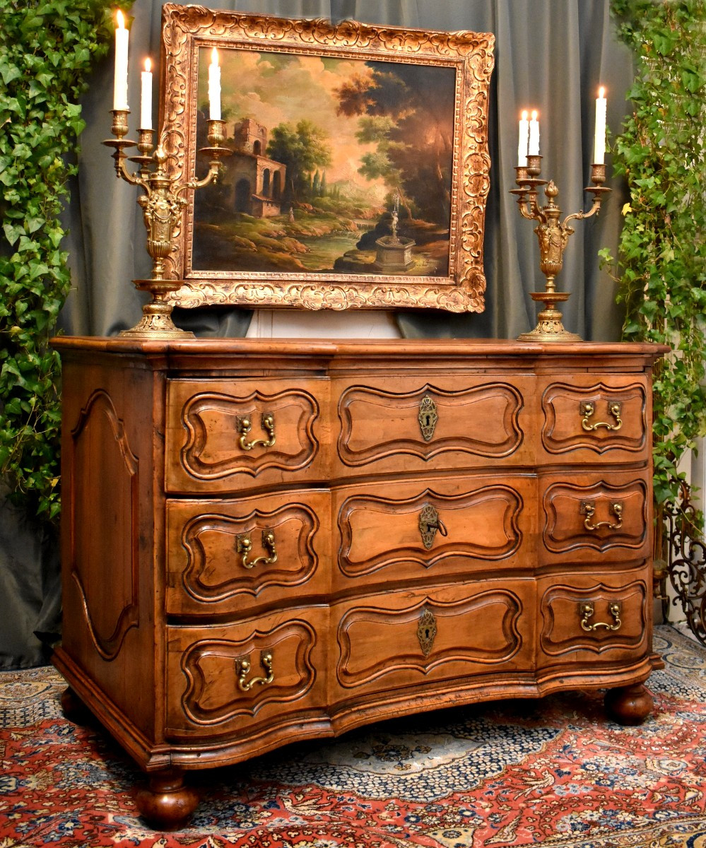 Baroque Commode With A Bow-fronted Front, Germany, 18th Century