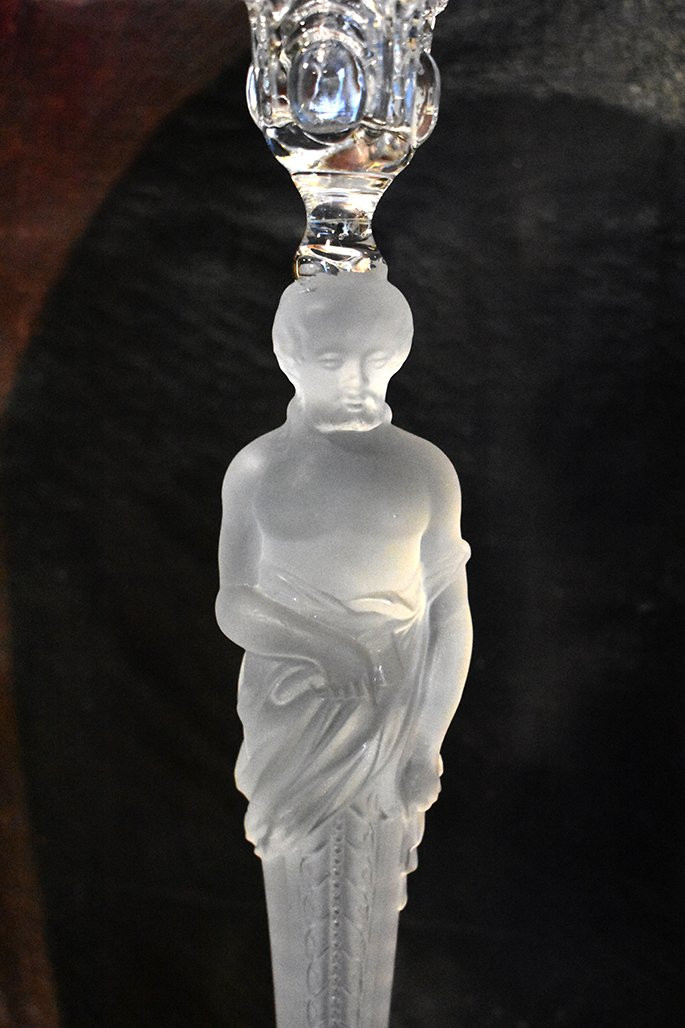 Pair Of Candlesticks With Atlantes, Frosted Glass, Chandeliers, 20th Century-photo-2