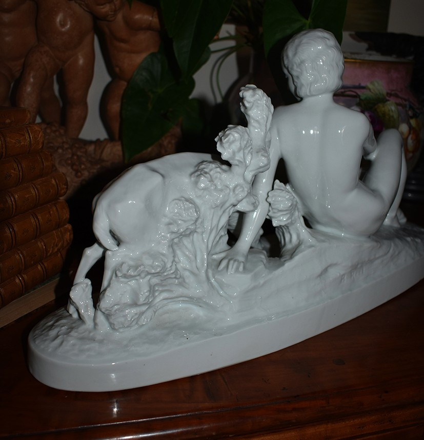 Bohumil Rezl ( 1899-1963), Grand Groupe En Porcelaine Blanche, Sculpture  Art Déco, Nu Féminin-photo-3