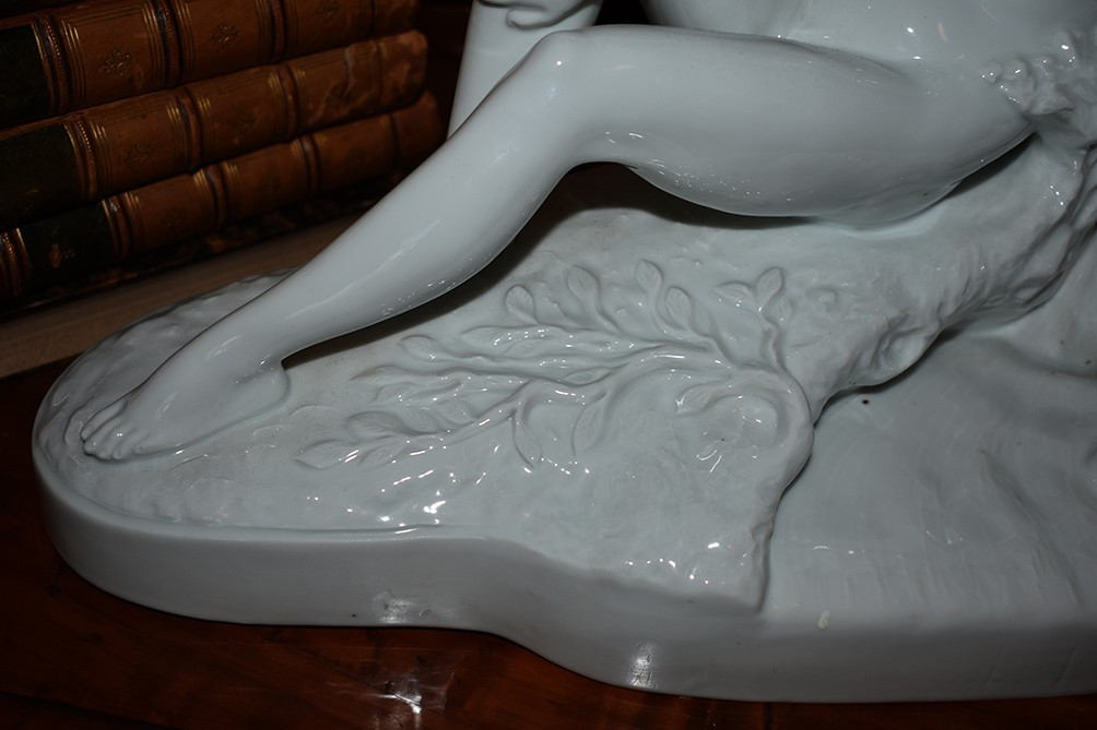 Bohumil Rezl ( 1899-1963), Grand Groupe En Porcelaine Blanche, Sculpture  Art Déco, Nu Féminin-photo-5