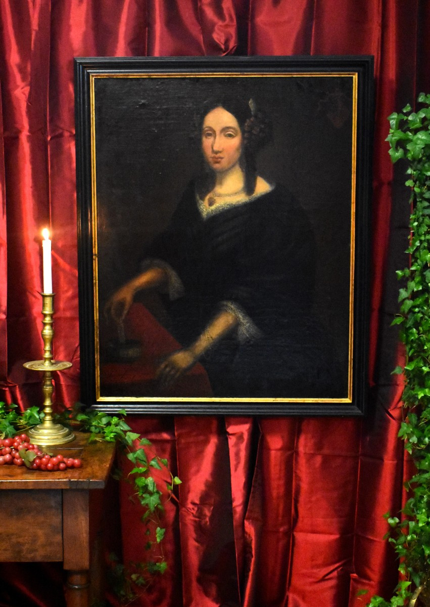 Portrait de Femme au Collier de Perles, Ecole Flamande/Hollandaise, Style Renaissance, XIXeme