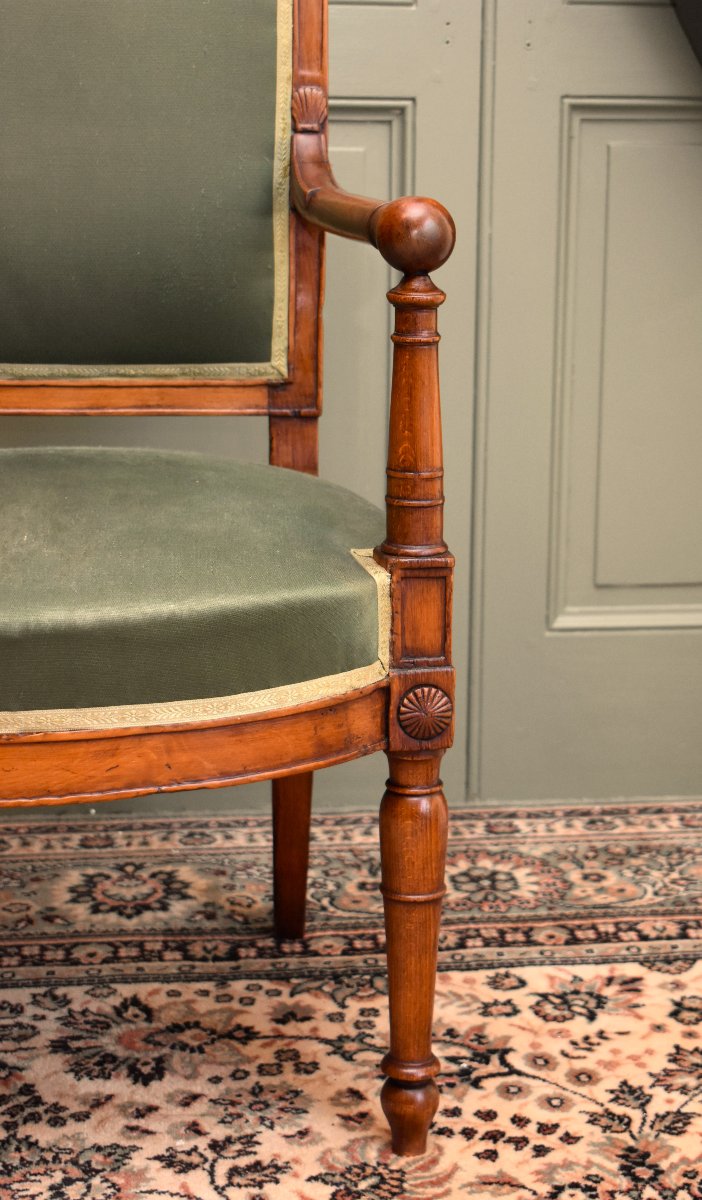 Fauteuil d'Epoque Consulat ( 1799-1804) en Bois Naturel, Fin XVIIIeme Début XIXeme -photo-4